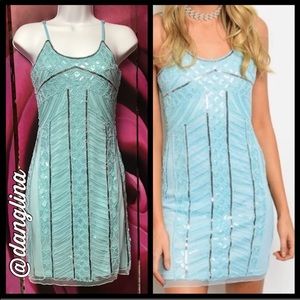 Blue sequined dress